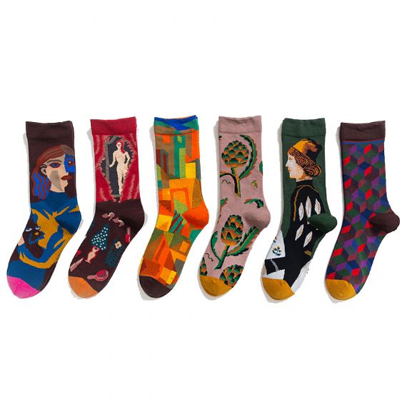 Nova moda pintura a óleo meias meias atacadista - HNFS7