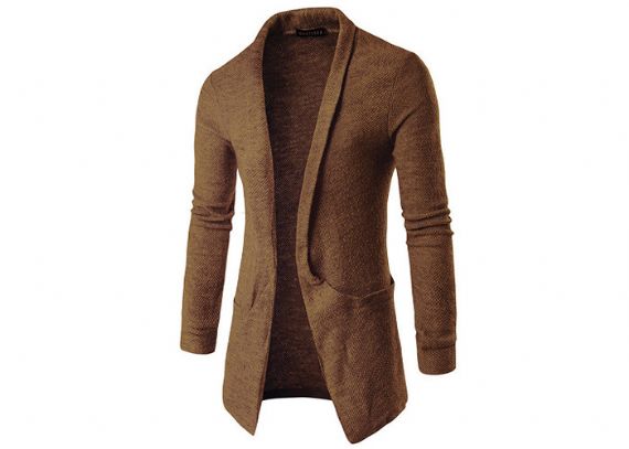 Mens Long Cotton And Acrylic 12GG Cable Cozy Knitted Cardigan Sweaters Autumn - 11202923