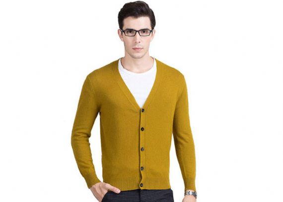 V Neck Cashmere Cardigan Sweater , Cashmere Cardigan Mens Customized Logo - 11272365
