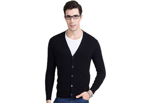 V Neck Cashmere Cardigan Sweater , Cashmere Cardigan Mens Customized Logo - 11272365