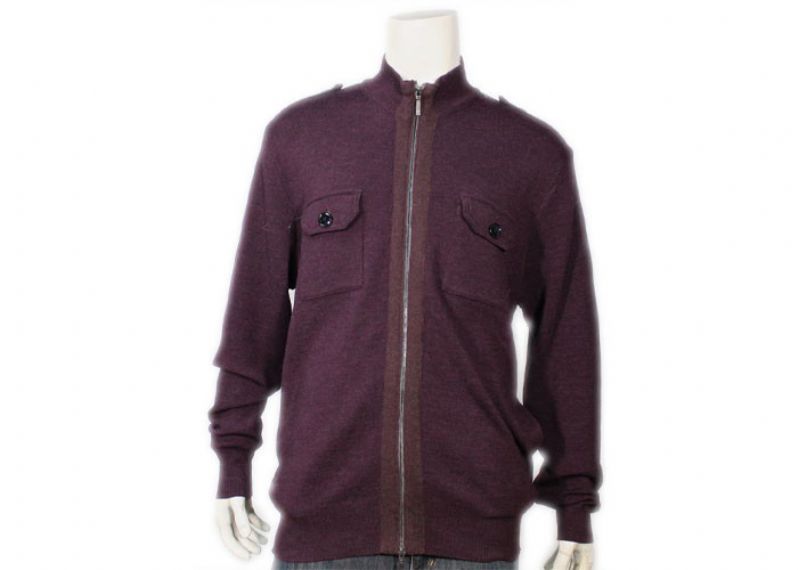 Knitted Stand Collar Two Pockets Mens Cardigan Sweaters Full Zip For Winter Autumn - 11989716