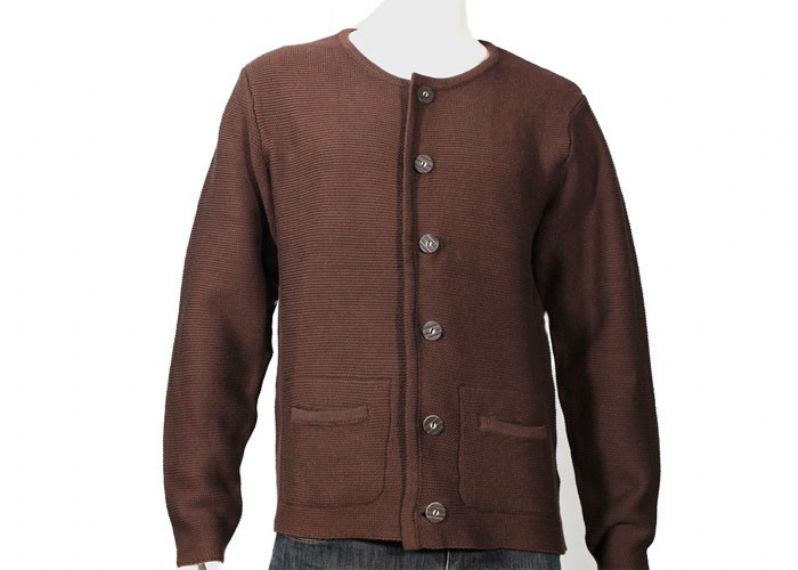 7GG Brown Color Plain Pattern Button Cable Mens Knit Sweater Cardigan For Winter - 11998924