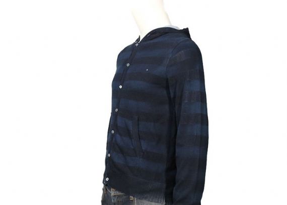 Custom Cotton And Acrylic Full Zip Mens Cable Sweater Hoodie Stripe Pattern - 11999278