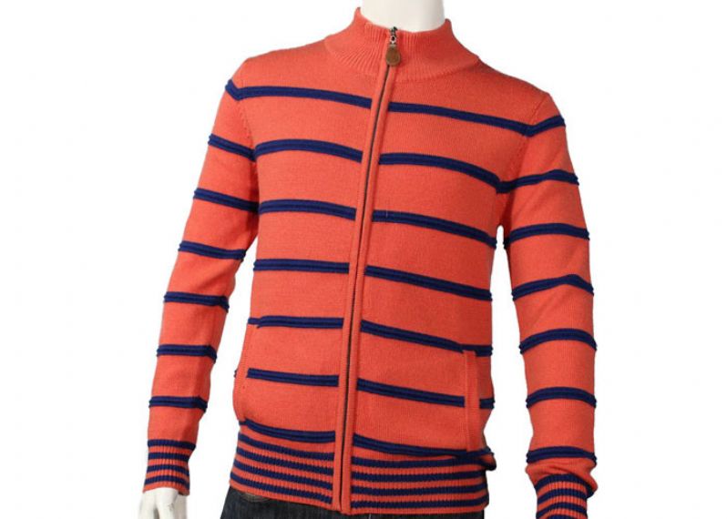 Zipper Cardigan Sweaters Cute Orange Mens Striped Sweater Medium Cardigan - 11999716
