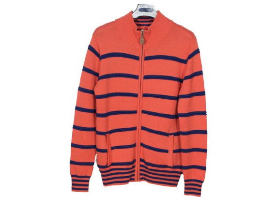 Zipper Cardigan Sweaters Cute Orange Mens Striped Sweater Medium Cardigan - 11999716