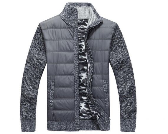 L XL XXL Muscle Fit Patchwork Knitted Cardigan Jacket - 13246192