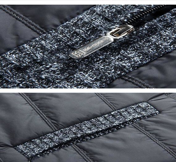 L XL XXL Muscle Fit Patchwork Knitted Cardigan Jacket - 13246192