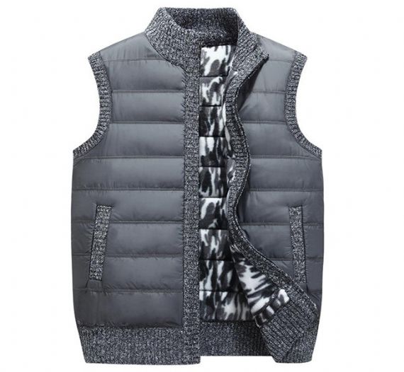 OEM Mandarin Collar Knitted Sleeveless Cardigan Vest - 13246299