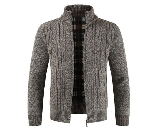 OEM Thick Cardigan Zipper Collar Cozy Knit Sweater - 13246477