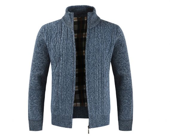 OEM Thick Cardigan Zipper Collar Cozy Knit Sweater - 13246477