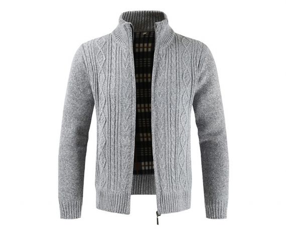 OEM Thick Cardigan Zipper Collar Cozy Knit Sweater - 13246477