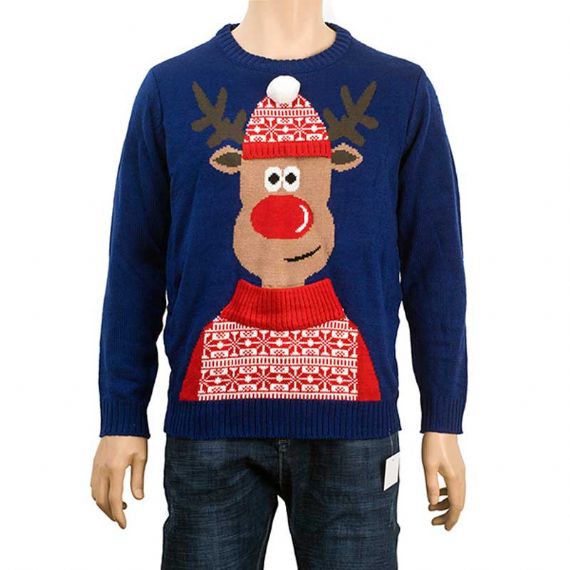 Unisex Red Ugly Design Santa Xmas Knitted Acrylic Sweaters For Party - 11179945