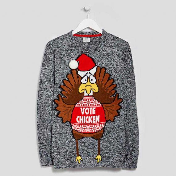 Round Neck Ugly Chicken Christmas Sweater - 11179957