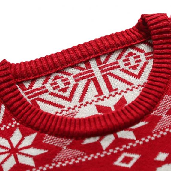 Custom 12gg Jacquard Ugly Reindeer Mens Red Christmas Sweater - 11179964