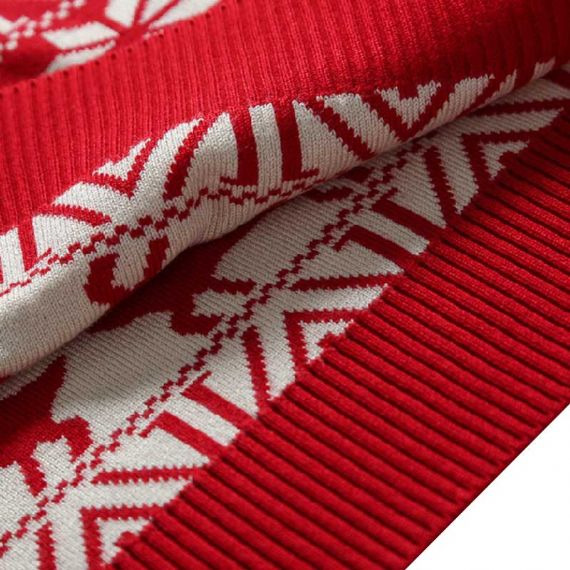 Custom 12gg Jacquard Ugly Reindeer Mens Red Christmas Sweater - 11179964