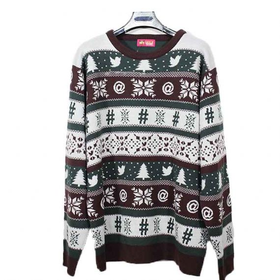 Pure Cotton Full Jacquard Knitted Mens Ugliest Sweater - 11664974