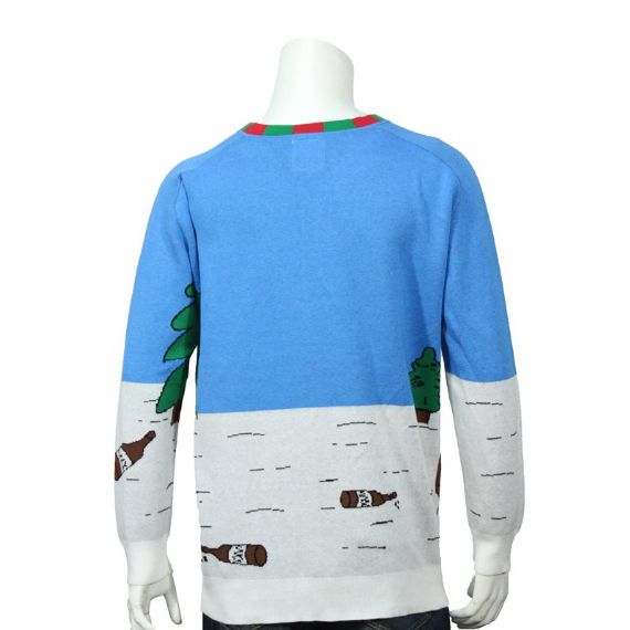 Jacquard Knitted Drunk Santa And Reindeer Ugly Christmas Sweaters - 11667442