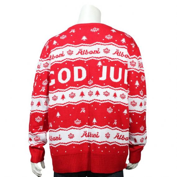 Red And White Letters Jacquard Crew Neck Best Mens Christmas Sweaters Supplier - 11667696