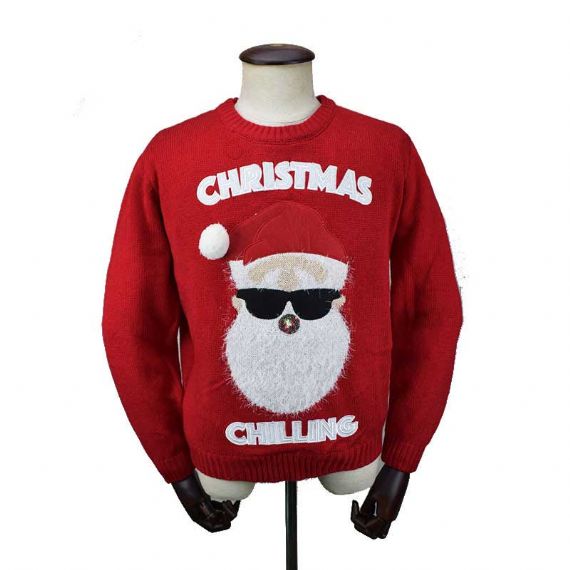 Santa Beard Led Light Up Christmas Sweater In Acrylic With 10 Lights - 11667758