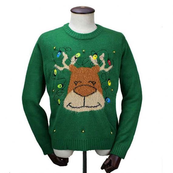 Santa Beard Led Light Up Christmas Sweater In Acrylic With 10 Lights - 11667758