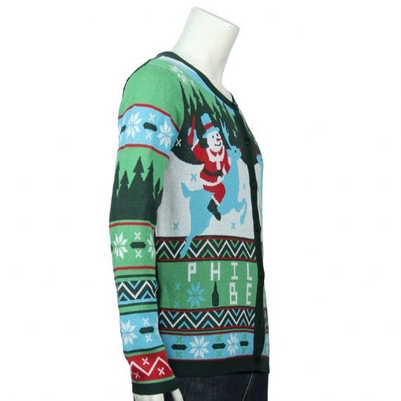 Factory Cotton Acrylic Knitted Snowman Riding Xmas Cardigan Mens - 12126429