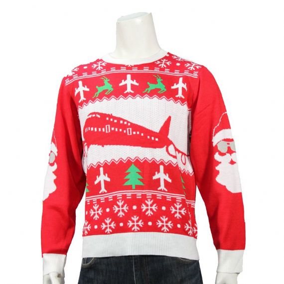 Red Knitted Taxiway Men Ugly Christmas Sweater Manufacturer - 12131865