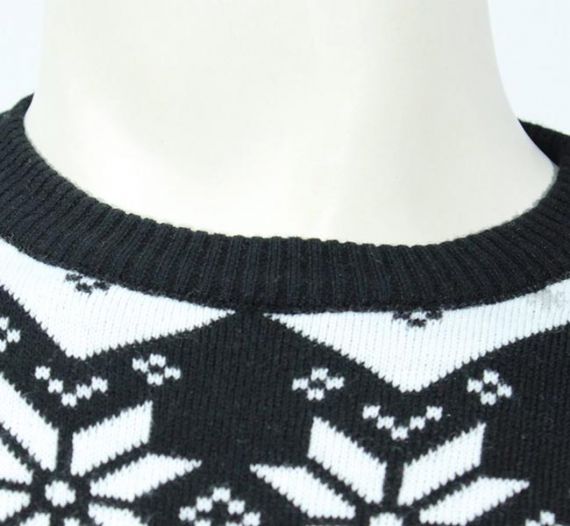 Classic Black And White Jacquard Knitted Merry Christmas Sweater For Men - 12133698
