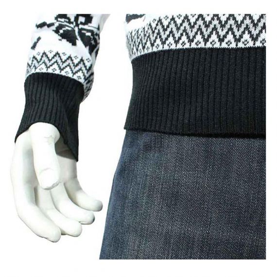 Classic Black And White Jacquard Knitted Merry Christmas Sweater For Men - 12133698