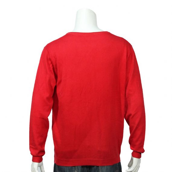 Mens Red Round Neck 12 Gauge Christmas Sweater With Fireplace Patterns For Adult - 12133787