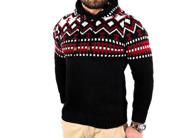 Elegant Jacquard Funny Xmas Sweaters , Tacky Christmas Clothes Hoodie For Men - 11153754