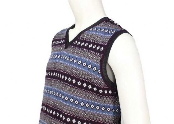 V Neck Design Fall Mens Cable Knit Sweater Sleeveless Vest In Jacquard Pattern - 11989460