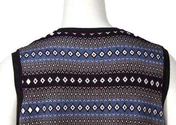 V Neck Design Fall Mens Cable Knit Sweater Sleeveless Vest In Jacquard Pattern - 11989460