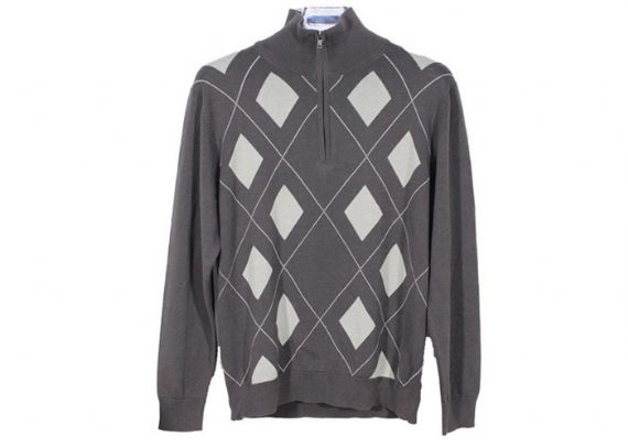 Classic Intasia Pattern High Neck Knitted Pullover Sweater With Zipper - 11989635