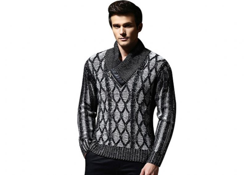 Modern Winter Long Sleeve Sweater , Men's 7 Gauge Zip Cable Knitwear Sweater - 11066612