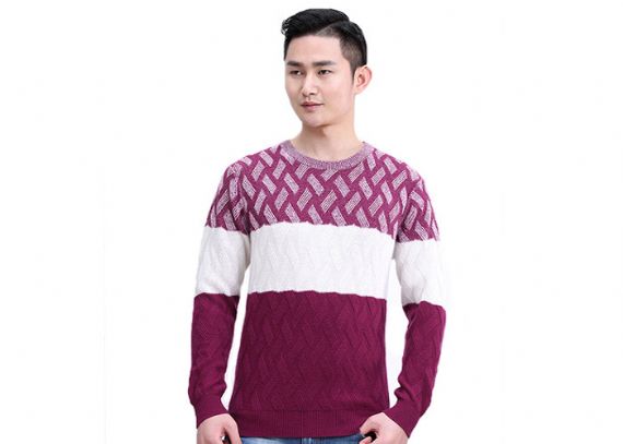 Pure Knitted Mens Pullover Sweater , Mens Cable Knitting Patterns For Winter - 11202602