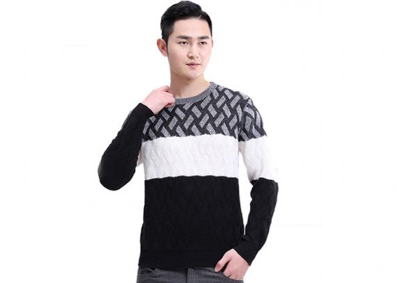 Pure Knitted Mens Pullover Sweater , Mens Cable Knitting Patterns For Winter - 11202602