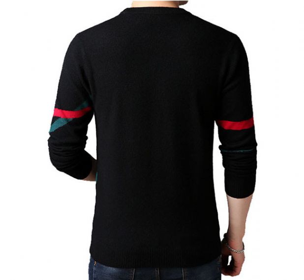 Rib Knitted Pure Cashmere Sweaters Round Collar Long Sleeve Stripe Type - 11272392