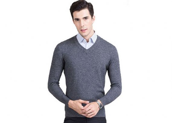 100% Pure Cashmere Sweaters V Neck Men Pullover Breathable Business Style - 11272396