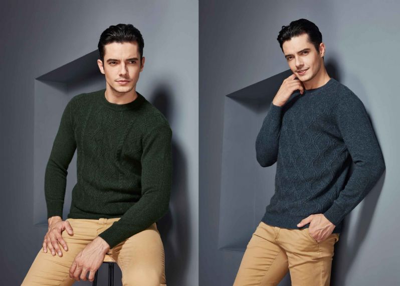 Round Neck Cable Knitted Made To Measure Sweaters Cashmere Knitwear S ~ 4XL For Men - 11272414
