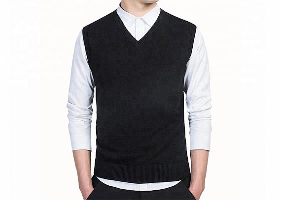 Men/'s Plain Jumpers V-Neck for Business Office Knitwear Black