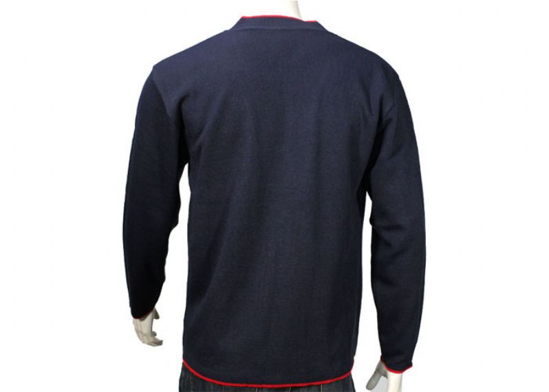 Mens Knitted Navy Blue Cardigans With Button , Long Sleeve Spring Knitwear - 11997661