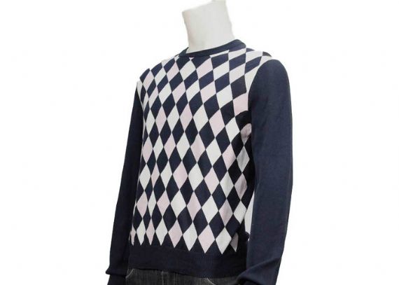 V Neck Argyle Pattern Mens Knit Sweater Fall And Winter Designer M L XL XXL - 11997703