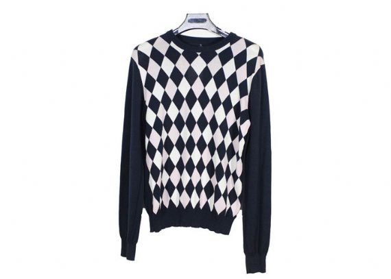 V Neck Argyle Pattern Mens Knit Sweater Fall And Winter Designer M L XL XXL - 11997703