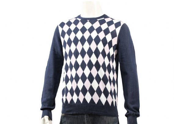 V Neck Argyle Pattern Mens Knit Sweater Fall And Winter Designer M L XL XXL - 11997703