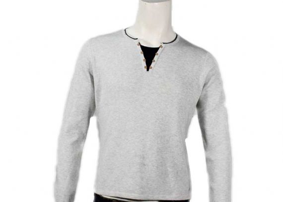 Long Sleeve Mens Cotton Sweaters Stylish V Neck Button Full Needle Knitted Pullover - 11998678