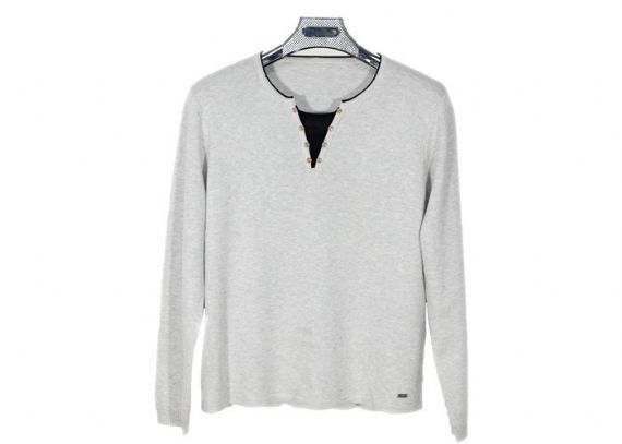 Long Sleeve Mens Cotton Sweaters Stylish V Neck Button Full Needle Knitted Pullover - 11998678