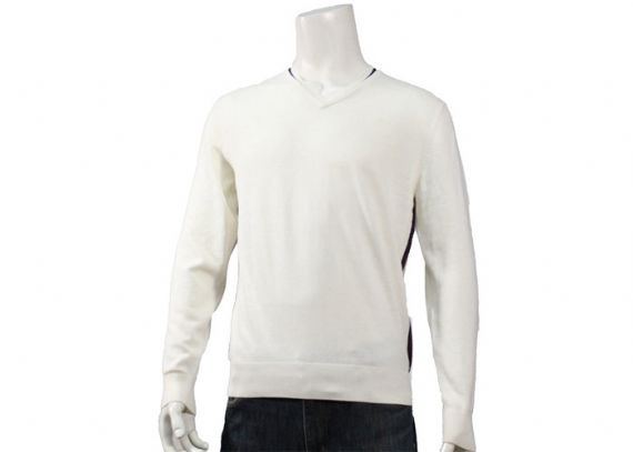 White Color Mens Knit Sweater Falls And Winter Pure Cotton Knitwear Jumpers - 11998988
