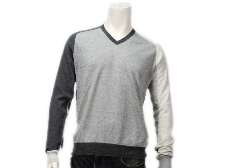 Mens Thin And Light V Neck Knitted Splicing Jumper For Spring And Autumn - 11999059