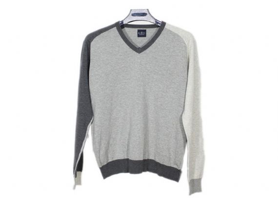 Mens Thin And Light V Neck Knitted Splicing Jumper For Spring And Autumn - 11999059