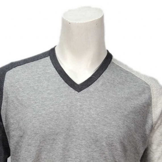 Mens Thin And Light V Neck Knitted Splicing Jumper For Spring And Autumn - 11999059